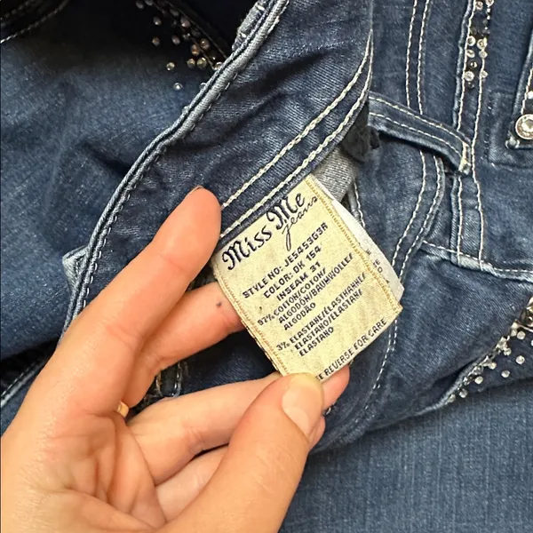 Miss Me Rhinestone Dark Wash Skinny Jeans - Image 6