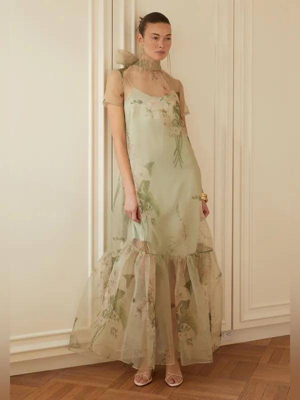 NWT Caara Melody Few Moda Maxi Dress size XS Green mint blossom floral - Image 5
