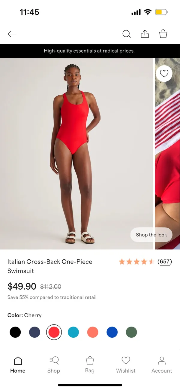 New Quince Italian Cross-Back One-PieceSwimsuit Size Medium MSRP $49 - Image 2