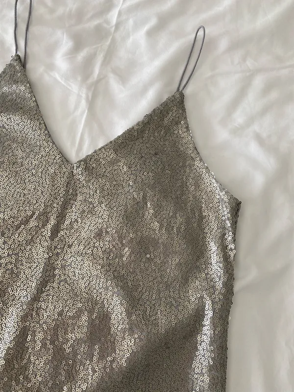 Silver Metallic Sequin Tank Top - Image 3