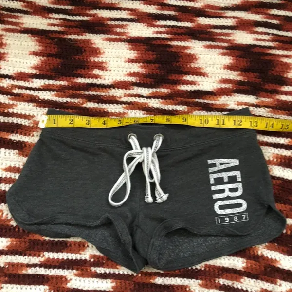 Y2K 2000s Aeropostale Coquette Micro Mini Baddie Hot Pants Low Rise Booty Shorts #aero #bimbo subversive #acubi #cyber #punk grunge mcbling black grey Size XS-Measurement in pics - Image 5