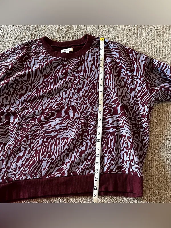 Madewell Maroon and Light purple lilac marbled Animal Print Knit Top - Image 3