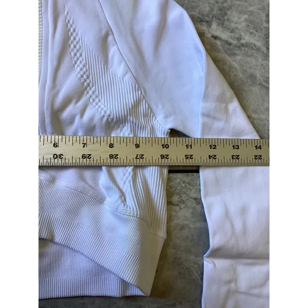 Joja NWOT Womens White Seamless Quarter Zip Long Sleeve Cropped Athletic Top XS - Image 3