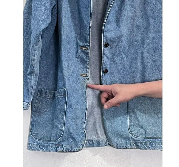 Vintage sun belt denim jean barn coat jacket western chore L - Image 3