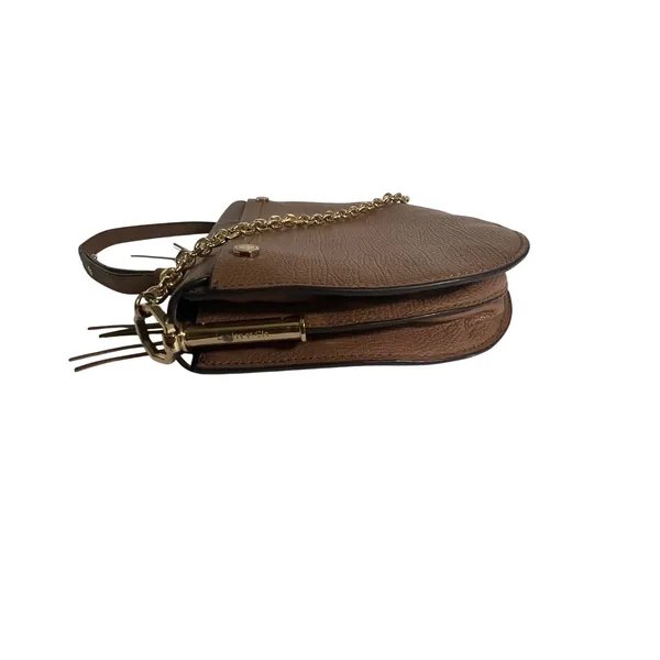 Louise et Cie Crossbody Bag Womens Small‎ Brown Leather Tassel Gold Chain Strap - Image 5