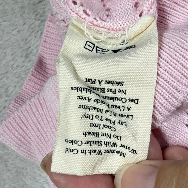 LoveShackFancy Pink Pointelle Bow Knit Cotton Cropped Cami Tank Top XS - Image 6