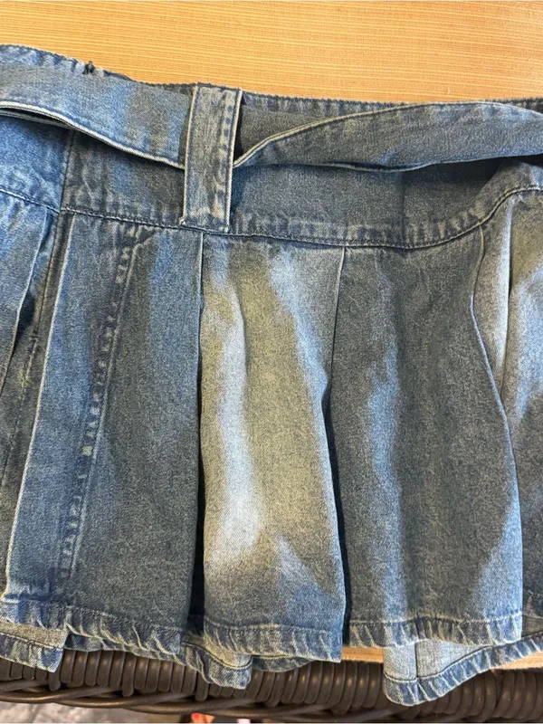 Peppermayo Denim Belted Mini Skirt Pleated - Image 10
