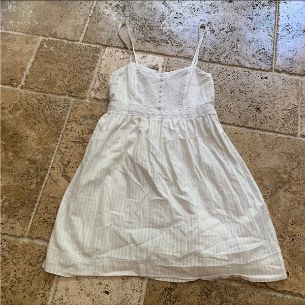 American Eagle White Babydoll Cotton Eyelet Mini Dress Y2K S 2000s - Image 2
