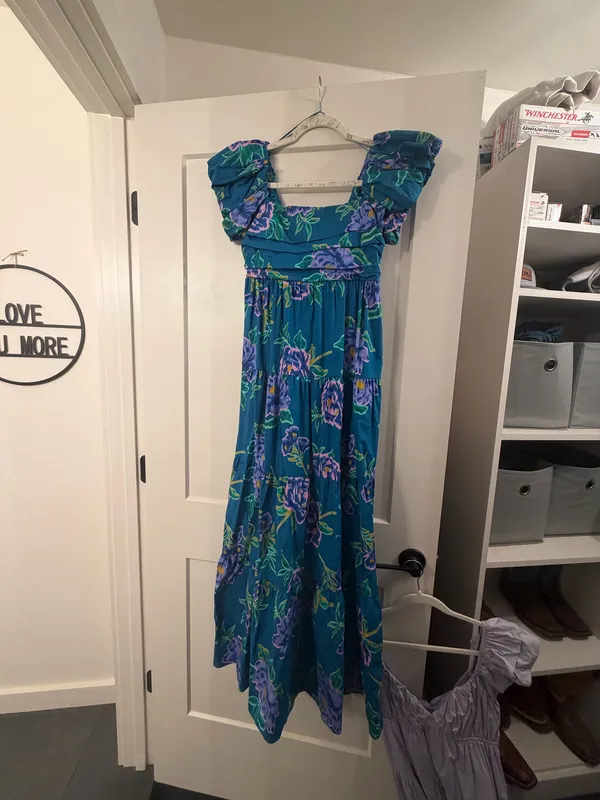 Peach Love California Teal Floral Maxi Dress - Image 3