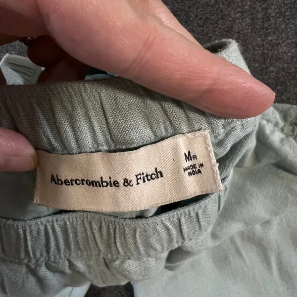 Abercrombie & Fitch Blue Green Linen Blend Wide Leg Pull On Pants Medium Regular - Image 3
