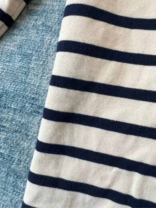 JCrew Cream Dark Blue Stripe Boat Neck Long Sleeve Tee XS - Image 5