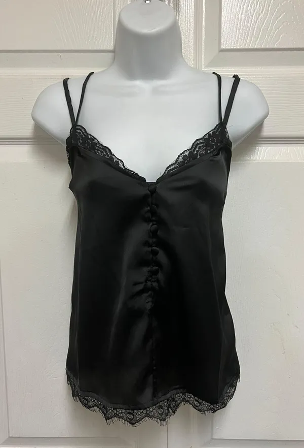 ASOS DESIGN Black Lace Satin Cami Top - Image 4