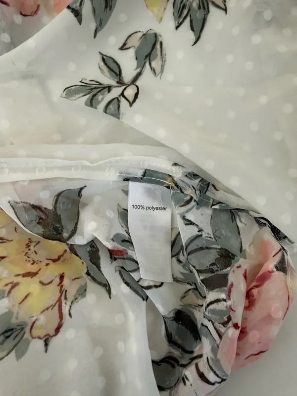 Maurices White Floral Swiss Clip Dot Kimono Multi Pastel Open Front - Image 10