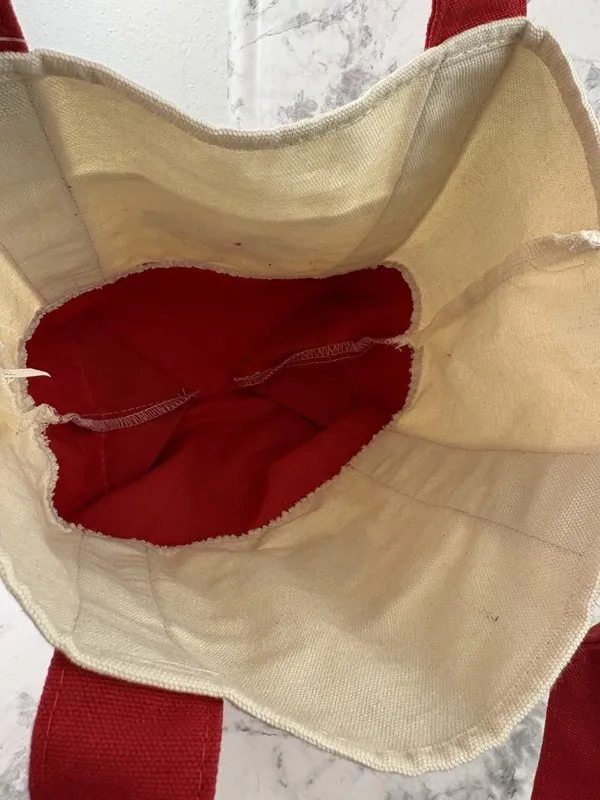 *New Trader Joe's Mini Canvas Tote Red Bag Re-usable Grocery Store Advertising - Image 3
