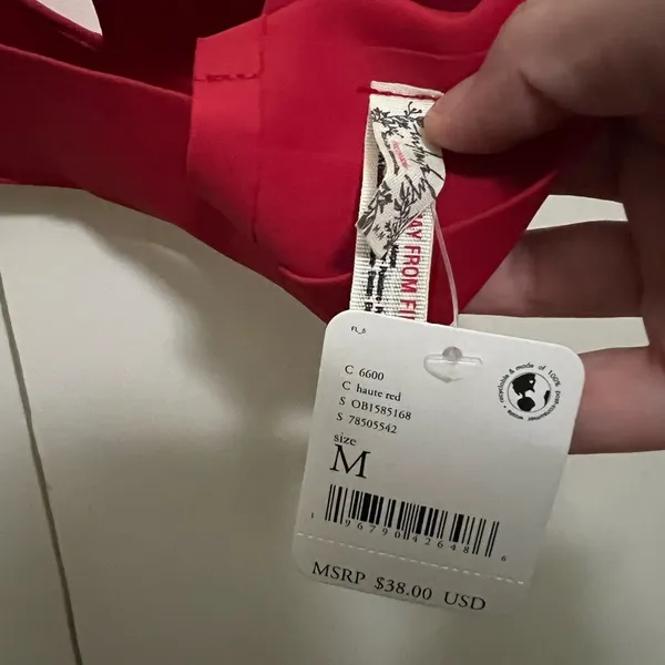 Free‎ People Notched Lily Scuba Bralette - Haute Red, Size Medium - Image 3
