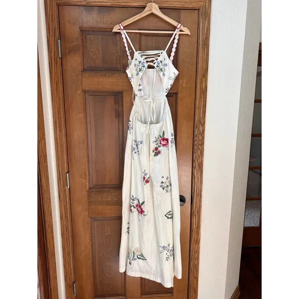 ABERCROMBIE & FITCH Bra-Free Embroidered White Maxi Dress Size XS NEW - Image 9