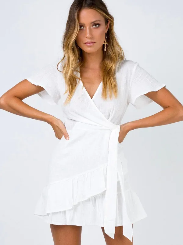 Princess Polly White Wrap Dress - Image 2