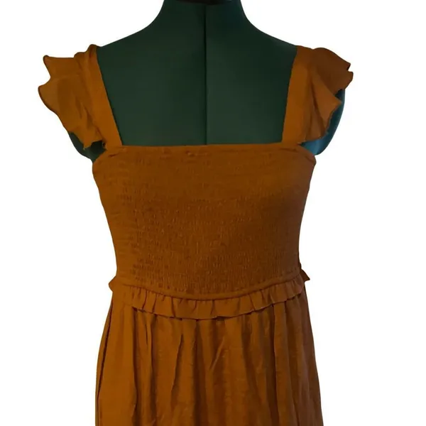 Nanette Lepore Rust Orange Glazed Ginger Cottage Tiered Ruffle Maxi‎ Dress NWT 8 - Image 3