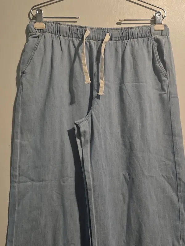 stradivarius Light Blue Wide-Leg Drawstring Jeans - Image 4