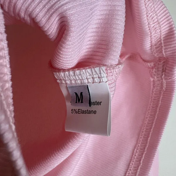Ribbed Knit Lounge Set Womens Medium Pink Crop Top Shorts Button Stretch Casual - Image 7
