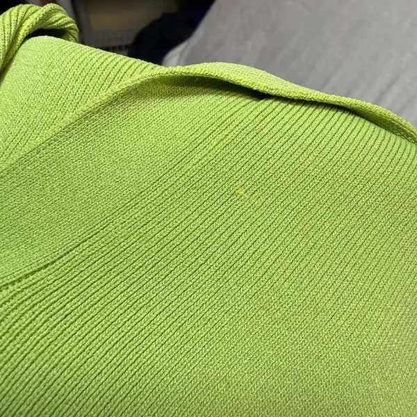 Due Per Due M Knit Polo Top Lime Green Stretch‎ Preppy Spring Sporty Pastel 90s - Image 4