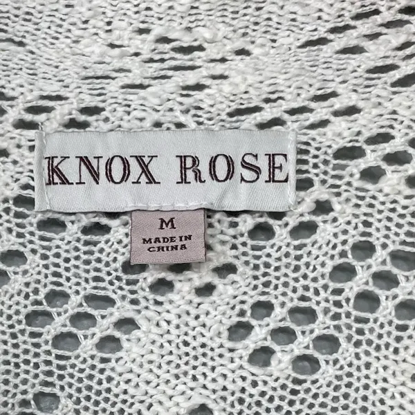 Knox Rose Open Knit Cardigan Size Medium Creamy Boho Romantic Crochet Drape - Image 4