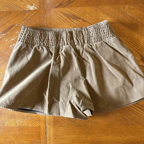 NWT Free People We The Free Paradise Found Suede Mini Skort Caramel Cafe Brown M - Image 2