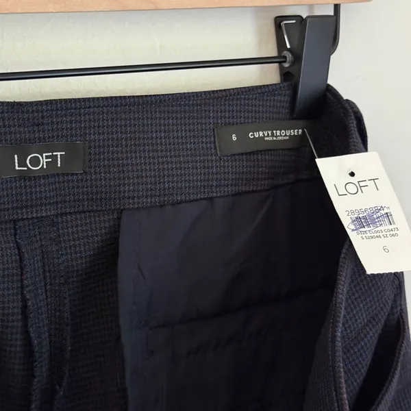 NWT Loft Wide Leg Curvy Trouser‎ Pants Small Plaid Pattern Red Blue Black Size 6 - Image 7
