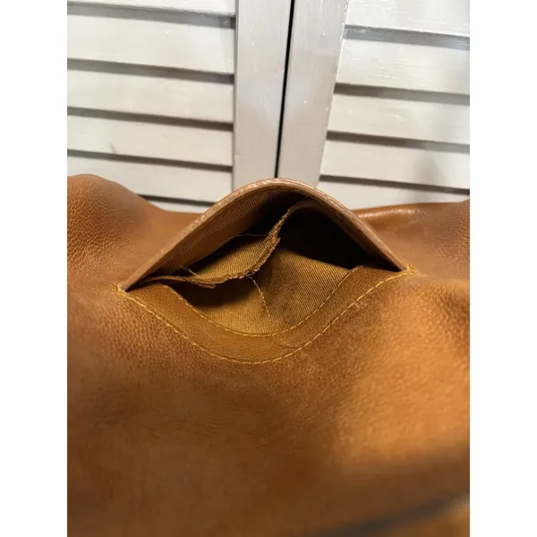 C & C California Leather Bag‎ Satchel Camel Double Strap Zip Brown - Image 8