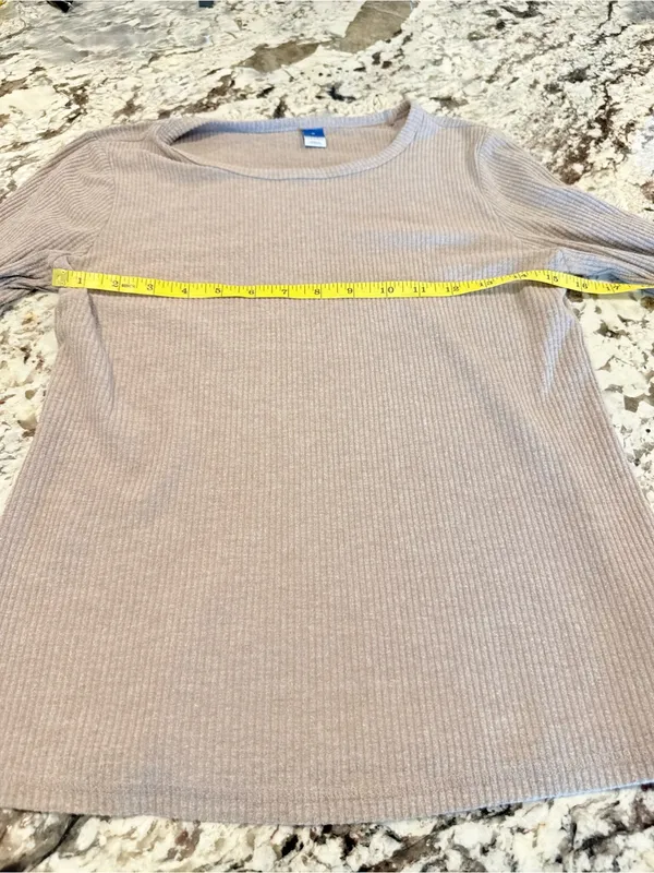 Old Navy Ribbed Long Sleeve Fitted Top Taupe Beige Women's M - Image 4