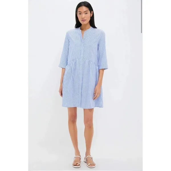Tuckernuck Royal Shirt Dress Blue White Stripe Popover‎ Mini Size Large NWT - Image 2