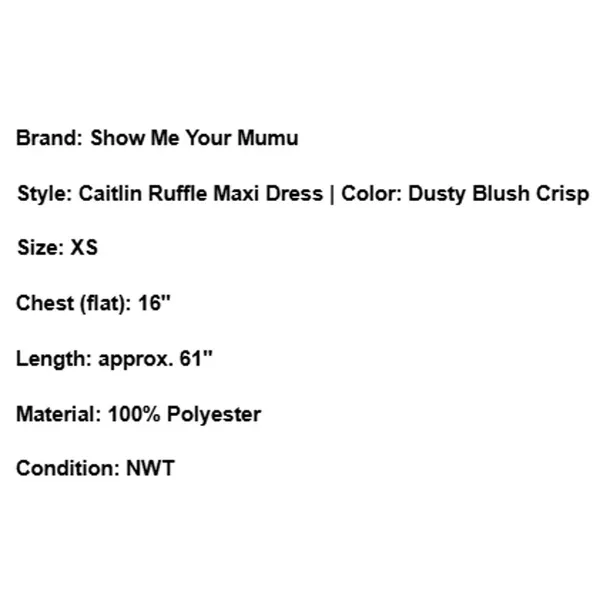 NWT Show Me Your Mumu Caitlin Ruffle Maxi Dress XS Boho Flowy Bridesmaid Prom - Image 8
