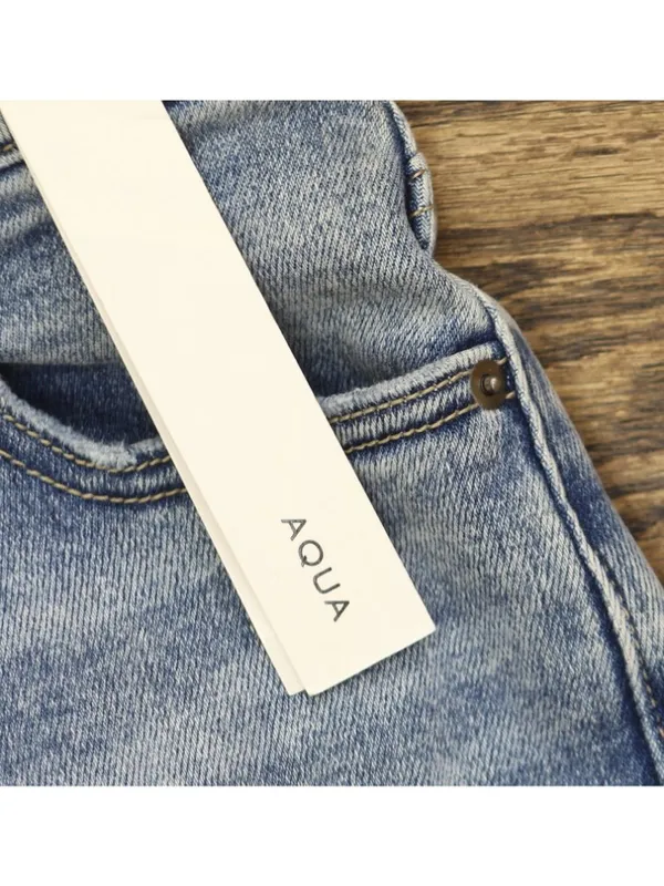 NWT Aqua Distressed High Rise Wide Leg Jeans AQ9142C-M Medium Wash Blue 27 - Image 4