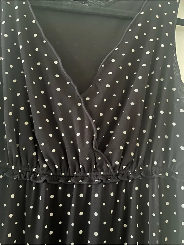 Relativity Black White Polka Dot Maxi Dress Large Sleeveless Empire Waist 90s - Image 4