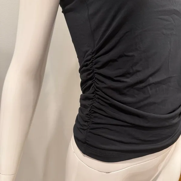 Abercrombie Long-Sleeve Slinky Jersey Asymmetrical Ruched Top - Black - Image 5