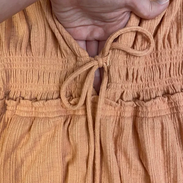 Free People Beach Bound Tie Front Smocked Tank Top Size S‎ Pink Orange - Image 3