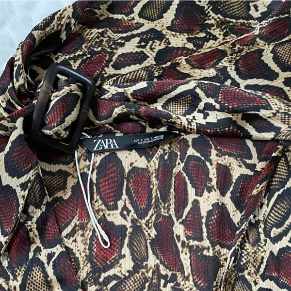 ZARA WMN'S Animal Print‎ Shirt Flowy V-neck Top Blouse S NWOT - Image 12
