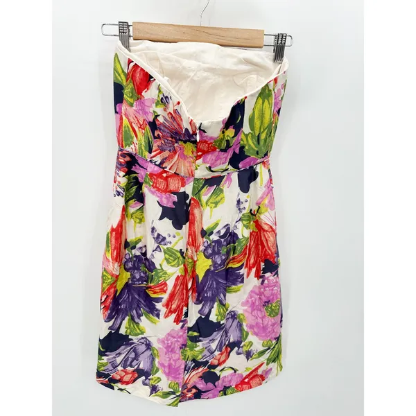 J.Crew Floral Silk Strapless Dress Women‎ Sz 0 Cocktail Tea Party Summer Bridal - Image 2