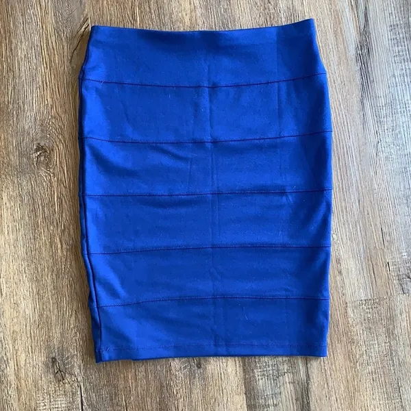 Forever 21 Royal Blue Pull On Pencil Skirt M - Image 6
