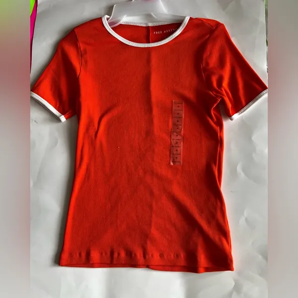 [Free Assembly] Women's Round Neck Short Sleeve T Shirts Orange Size M - Image 4