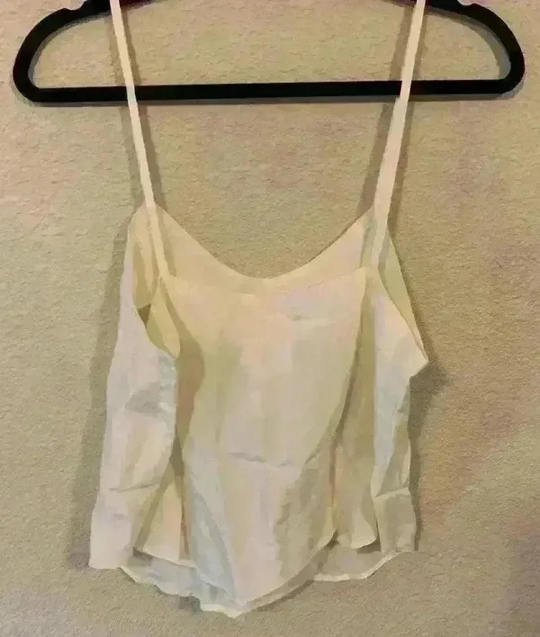 Vintage 100% silk tank, sz M white going out date night business casual - Image 2