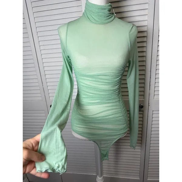 Free People intimately fp under it all long sleeve bodysuit NWT green - Image 6