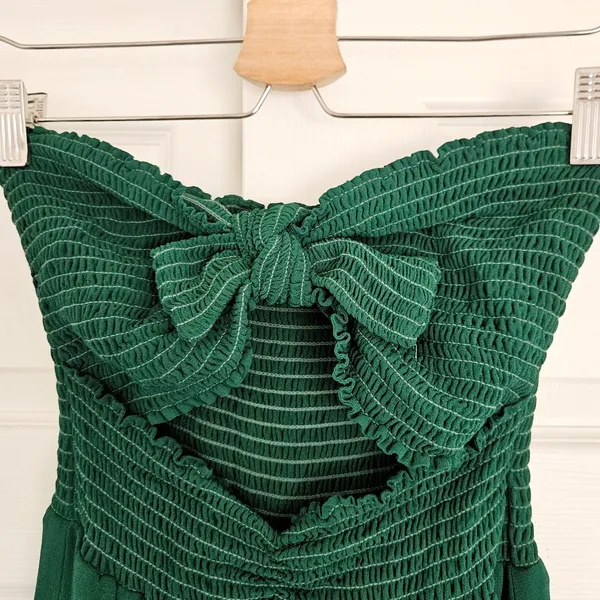 Reformation‎ Hibiscus Maxi Dress in Emerald Green Size Small Cut Out Bow Front - Image 11
