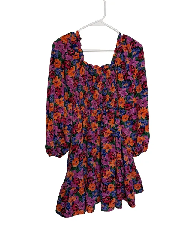 ✨ Entro Floral Smocked Long‎ Sleeve Mini Dress Size Small ✨ - Image 2