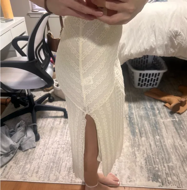 Cream Lace Dress White Size XS - Image 3