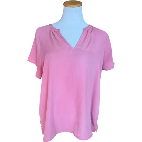Womens Old Navy Relaxed Split Neck Top Blouse in Mauving On Up - Sz L - Image 2