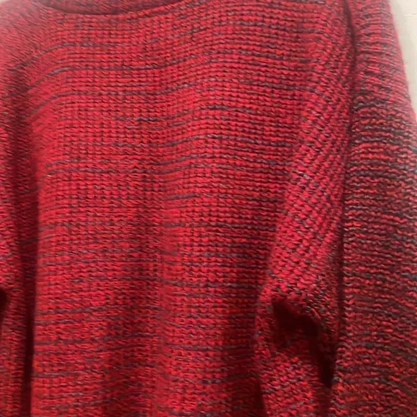 Vintage deep Red sweater with specks of blue -medium size oversized style - Image 2
