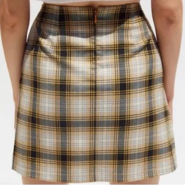 Urban Outfitters Black Yellow Plaid Skirt Mini Slit - Image 2