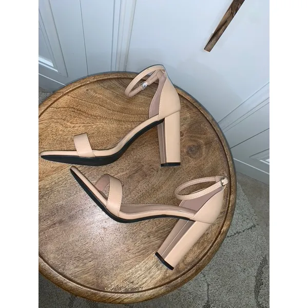 SHEIN Women's Beige Slingback Sandals Size 10 Block Heel Ankle Strap Party‎ - Image 7