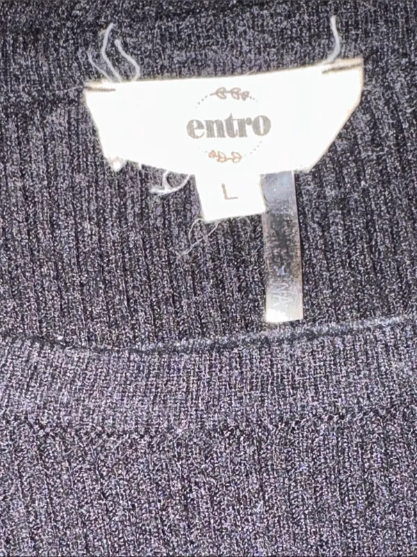 Entro Elegant Black Ruffle Sleeve Knit Top Size Large - Image 3